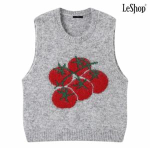 정상가:59,000원 ㅣ 토마토 자수 라운드 니트 베스트 (DP4VW016A)