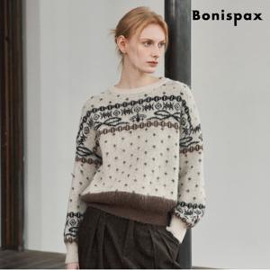 정상가:89,000원 ㅣ 라운드넥 노르딕 패턴 긴팔 울 니트 (XP4KT030L0)