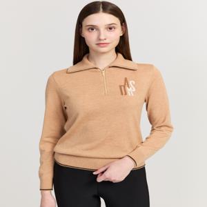 닥스 골프 여성 [[25FW]] DNSW5D921I2 [ONLINE EXCLUSIVE] 베이지 로고 포인트 반집업 니트 탑