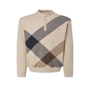 골프 남성 [[24FW]] WGSW4D715I2 [BEST][스테디셀러]빅체크 울 반집업 니트 (BEIGE)