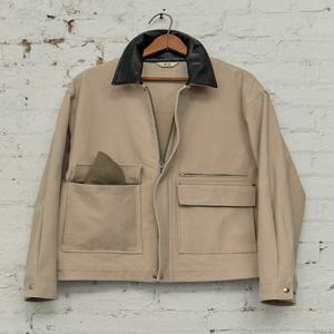 남성 HZJU5F803I1 [HIS] 스톤 가죽 카라 워크 자켓