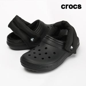 클래식 퍼프 스트랩 라인드 클로그 성인 털슬리퍼 블랙 211979-001