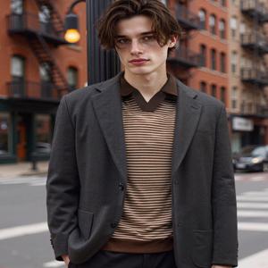 남성 [[25FW]] HZJA5C233W2 [시즌오프]브라운 투톤조직감 져지자켓