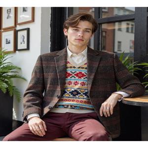 남성 [[25FW]] HZJA5D406W2 [시즌오프][HARRIS TWEED] 브라운 트위드 헤링본 울 자켓