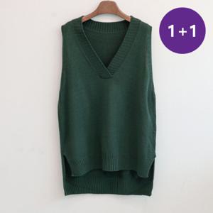 [브리치]  / 1+1 기본 브이넥 니트 롱 조끼 5컬러