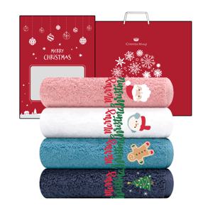 송월타월 크리스마스 연말 선물세트 자수 수건 2매 (선물포장+쇼핑백)