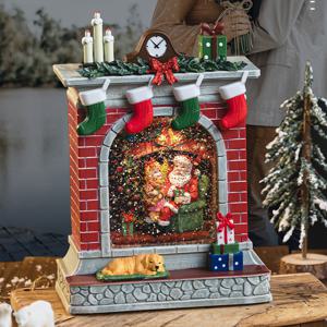 벽난로 산타클로스 크리스마스 오르골 8곡 캐롤 뮤직박스 무드등 워터볼 스노우볼 홈데코 인테리어 소품 장식품