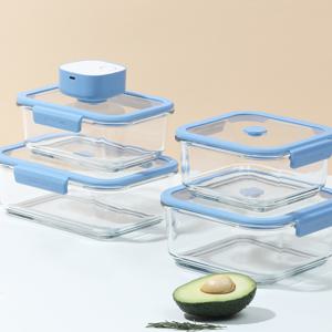 베큐씰 내열유리 진공 밀폐용기 대용량 4종 세트(1500+2300+1000+1500)+진공펌프