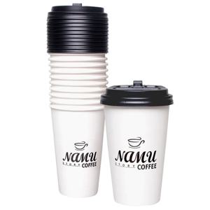 일회용핫컵 뚜껑세트 16oz 10개입 화이트 테이크아웃컵세트 테이크아웃컵16온스 커피컵