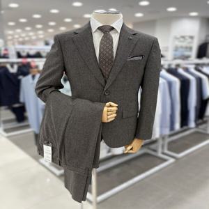 남자 가을겨울 울 70% 브라운 체크 면접 예복 혼주 115 빅사이즈 턱시도 정장 수트 양복 세트