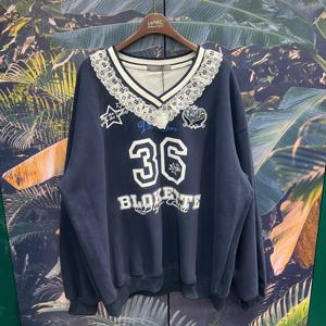 넘버36브이넥레이스오버핏맨투맨MN04TS001_IC