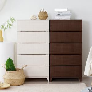 가든 라탄 서랍장 와이드 플라스틱 서랍장 5단