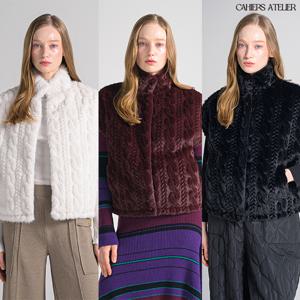 까이에 아뜰리에 리버서블 퀼티드 FAUX 퍼 베스트 1종