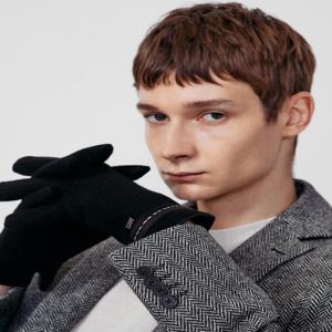 [선물포장/쇼핑백동봉]남성 블랙 울 DAKS로고 스마트폰터치 장갑 DCGV5F100J