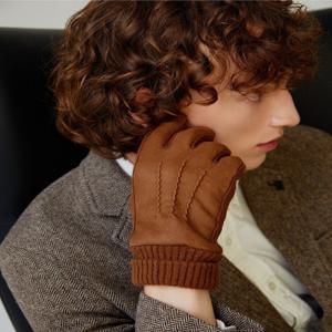 [선물포장/쇼핑백동봉][남성장갑]카멜 염소가죽 스웨이드 장갑 DCGV5F170J