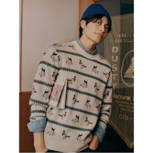 [Print Bakery] 청둥오리 올오버 인타샤 니트 아이보리 (BC4951K020)