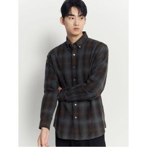 헤링본 믹스 미들 체크 셔츠  브라운 (BC4X64O06D)