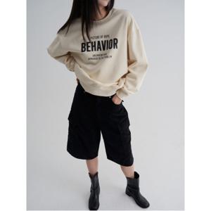 레터링 그래픽 기모 스웨트셔츠  아이보리