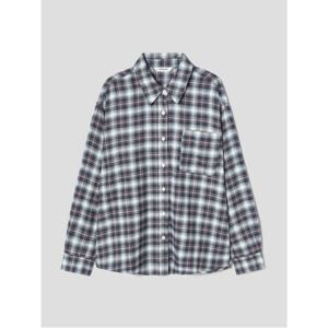 체크 플란넬 오버핏 셔츠  네이비 (165X64AY1R)