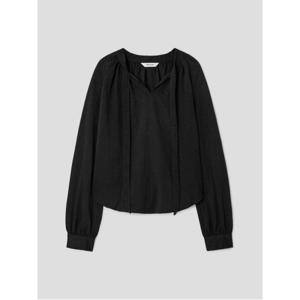 타이 볼륨 블라우스  블랙 (115Y64AY15)