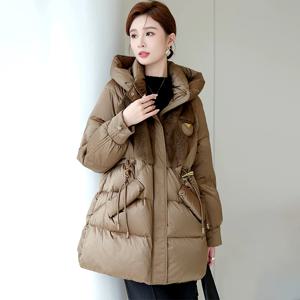 [헬리꽁땡]퍼포인트 패딩후드점퍼 롱패딩점퍼 4060 롱코트 겨울롱코트 여성 패딩점퍼 여성겨울코트 간절기 여성점퍼 바람막이