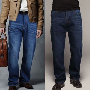 [하프클럽]  융털기모 자수 청바지 겨울 일자 데님 블랙진