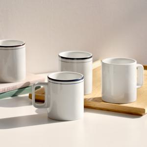 뉴욕 킹스인 일자 머그 320ml 4p세트 4color 택1 / 홈카페 머그컵 집들이선물