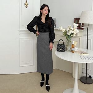 [브리치] 러블리감성 / 송년회 H 울 모직 롱 스커트 치마