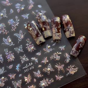 전통 자개 스티커 홀로그램 네일 아트 재료 한국 나전칠기 기념품 자개장 젤네일 데코