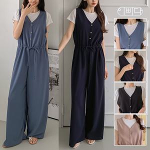 벨라도나 국내제작 여성 여름 루시 레그 와이드 스트링 단츄 점프수트 IBBD25_AP9