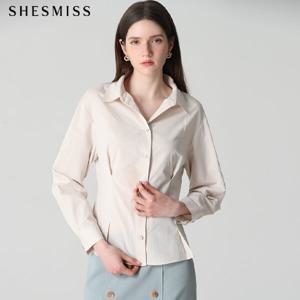 페플럼 오픈 카라 셔츠