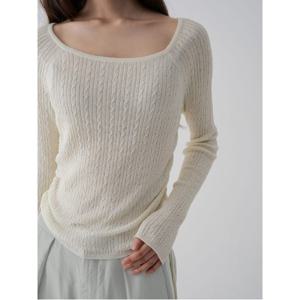 케이블 사이드 셔링 긴소매 풀오버  아이보리 (325851LY70)