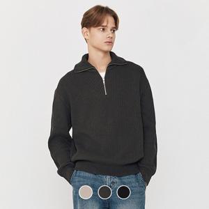 지오다노 남성 가을 목넥 오픈카라 반집업 립 골지 니트 스웨터 055913