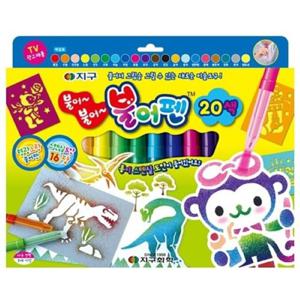 지구화학 불어펜 20색 스텐실 도안 사인펜 미술놀이 학용품 복사지 필기구 행주 비닐랩 서류정리