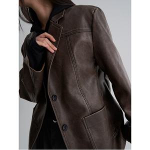 레더 블레이저  브라운