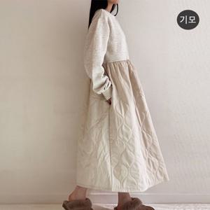 [하프클럽] 기모 퀼팅 패딩 원피스 겨울 빅사이즈 롱 원피스