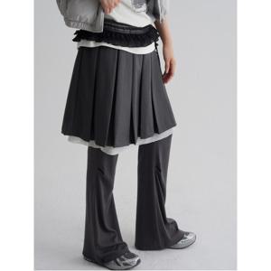 레이어드 플리츠 미디 스커트  그레이 (165X27CY13)