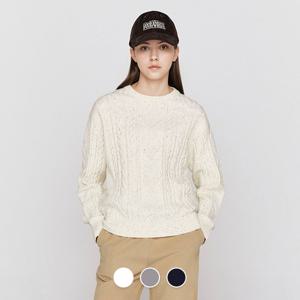 지오다노 여성 겨울 라운드넥 넵사 케이블 꽈배기 립 니트 스웨터 355918