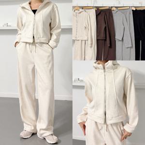 [겨울SET/상의+하의] 노미 후드집업 스트링 와이드 트레이닝 세트 4color 와이드or조거 투웨이 밑단 스트링