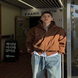 [하이퀄리티] 스웨이드 퍼 후드 무스탕 오버핏 긴팔 양털 덤블 오버핏