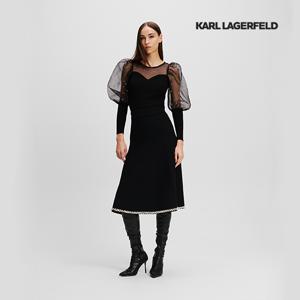 [246W1207] 칼라거펠트 펄 니트 A라인 스커트