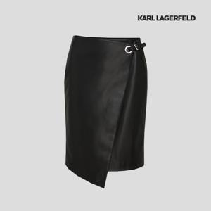 [246W1209] 칼라거펠트 인조 가죽 스커트