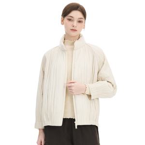 [최초가 313000원] 반넥 나그랑 누빔 퀼팅 블루종 집업 플리츠 점퍼_YI10WOPJP02