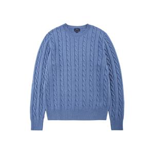 코튼 케이블 크루넥 스웨터 (블루) (BBWTMF8526MES)