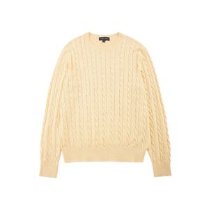 수피마 코튼 케이블 크루 로고 스웨터 (옐로우) (BBWRMM0801GES)