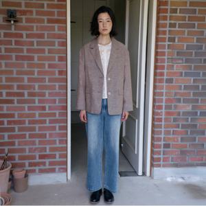 체크패턴 린넨 투버튼 자켓_T256MJK135W