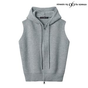 정상가:69,000원｜후드 끈 하찌 투웨이 집업 니트 베스트 (NO4VW003L0)