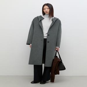 [쉬즈미스] 블랙라벨 울 블렌드 후드 롱 코트 SWHCTP44030