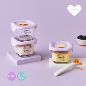 리틀럽 디어 이유식용기 정사각 실리콘 간편캡 260ml 3P