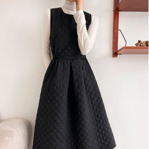 [플랩]아르켈 누비 퀼팅 원피스